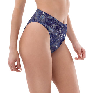 High Waist Bikini Bottom -Blue Paisley Swimsuit Bottoms Berry Jane™