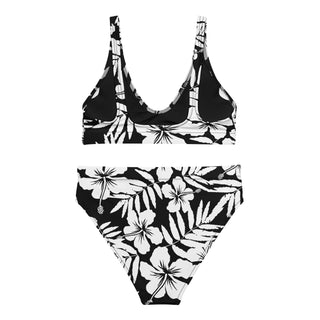 Women's 2-Pc Bralette Bikini, Recycled High-Waist Bikini Set, Black Hibiscus 2 Pc Swimsuit Set Berry Jane™