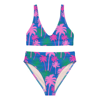 Matching Couples Swimwear - Women's Cheeky Bikini Bralette Top - Palm Trees Tropical 2 Pc Swimsuit Set Berry Jane™