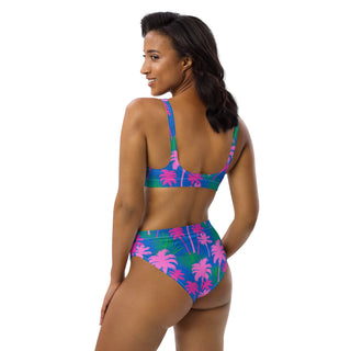 Matching Couples Swimwear - Women's Cheeky Bikini Bralette Top - Palm Trees Tropical 2 Pc Swimsuit Set Berry Jane™