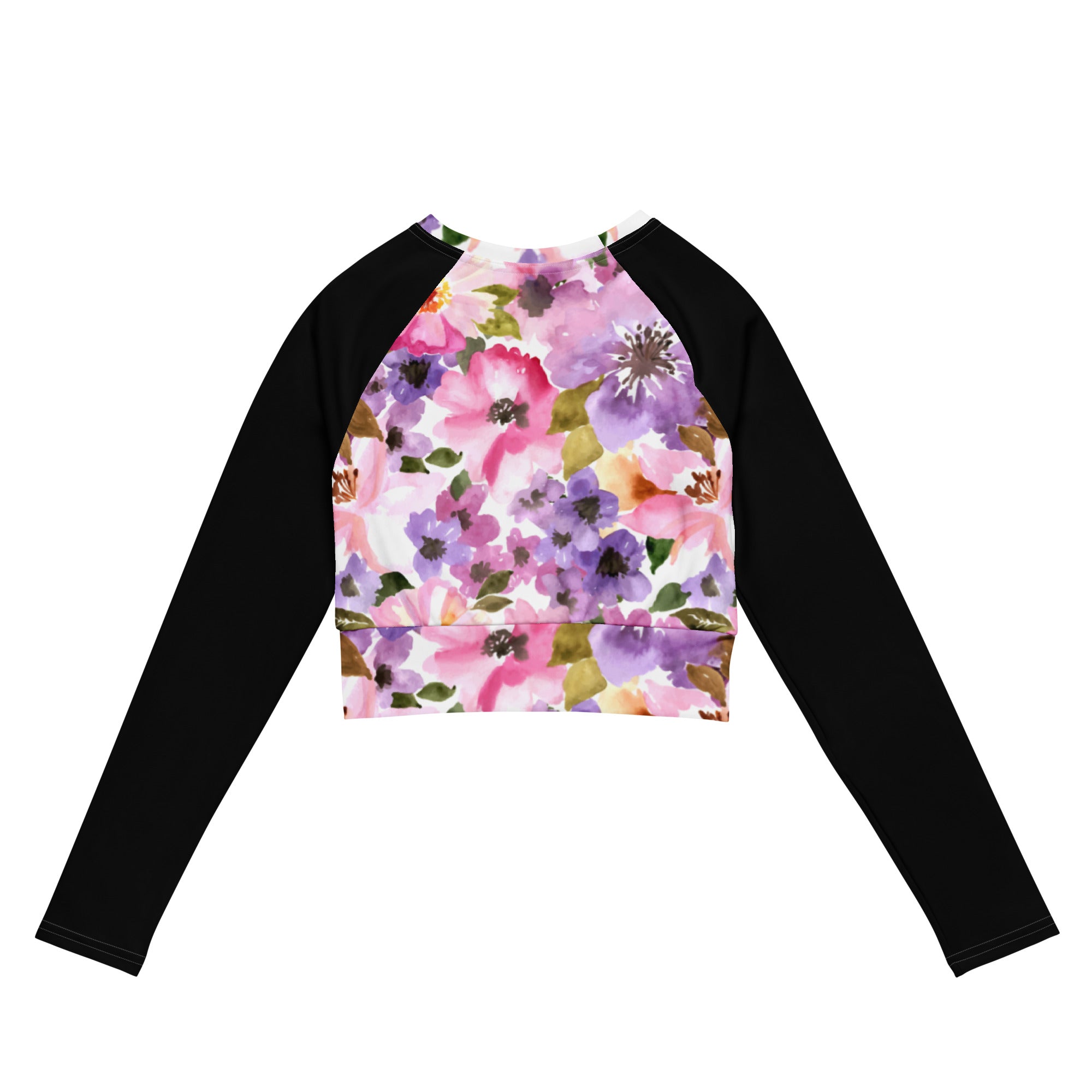 Long Sleeve UPF 50+ Floral Cropped Rash Guard Eco-Recycled Plus