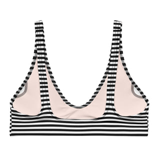 Women's Black & White Stripe Bralette Recycled Bikini Top Swimwear Berry Jane™