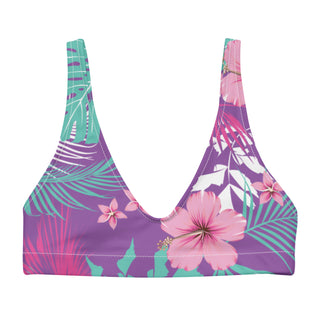 Bralette Bikini Top - Turquoise Purple Hawaiian Floral Swimwear Berry Jane™