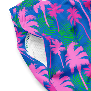 Men's UPF 50+ Lined Classic Swim Trunks, Palm Trees Tropical Print Swim Trunks Berry Jane™