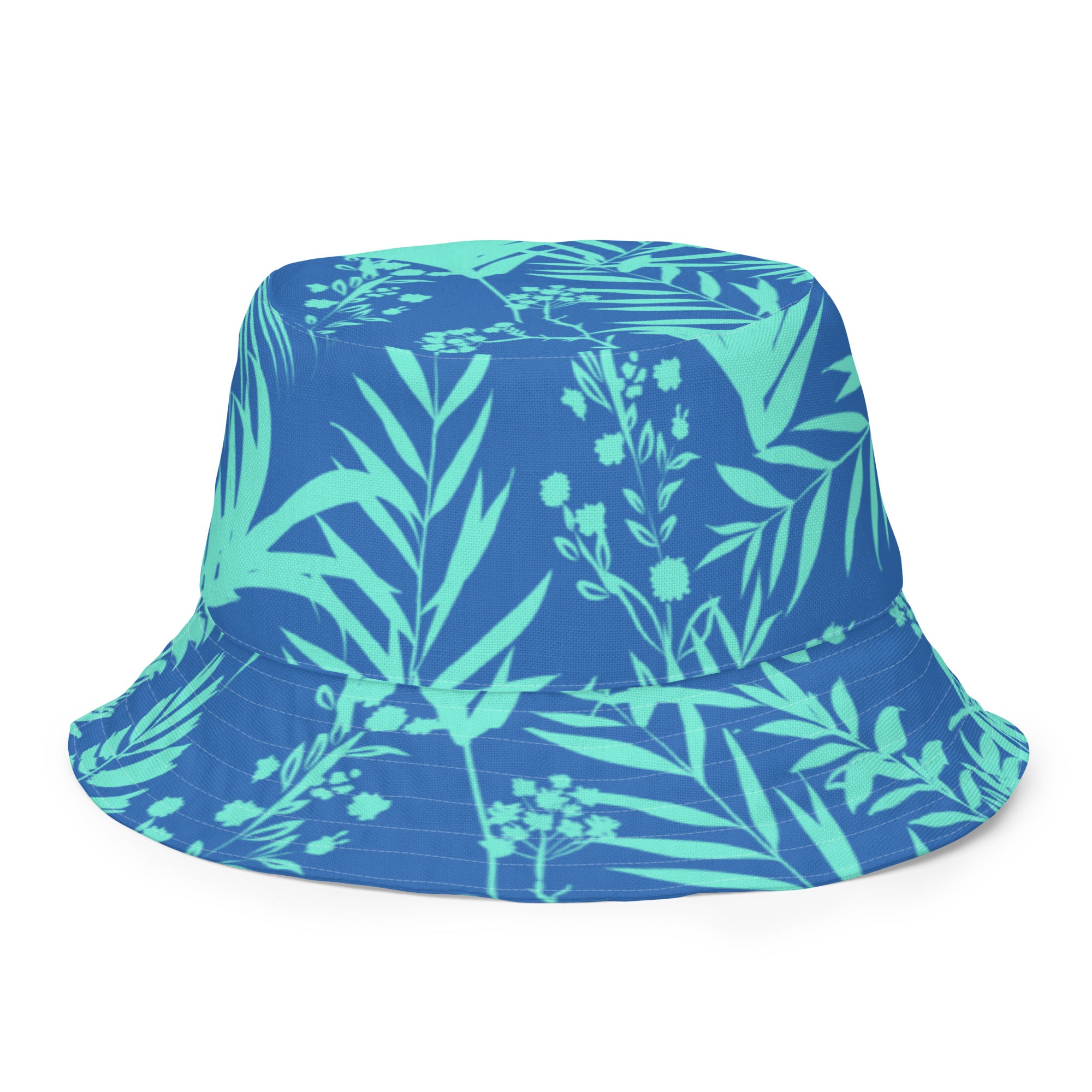 Women's Tropical Palms Turquoise Sun Hat Blue Bucket Hat – Berry Jane™