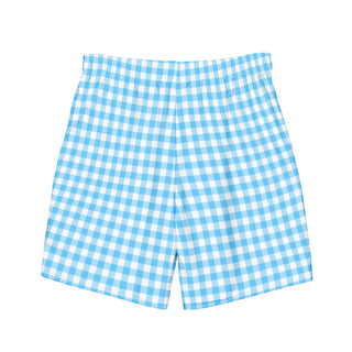 UPF 50+ His Couples Matching Swim Trunks 6.5" Board Shorts - Blue Gingham Swim Trunks Berry Jane™