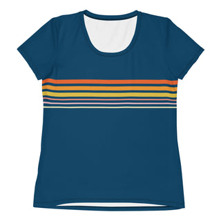 70s Vintage Stripe Women's Dry-Wick Athletic T-shirt - Pickleball, Surf, Run T-Shirts Berry Jane™