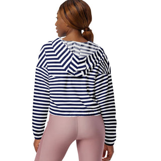 Women’s Lightweight Packable Cropped Rain Jacket Windbreaker, Nautical Stripe Navy Rain Jacket Berry Jane™