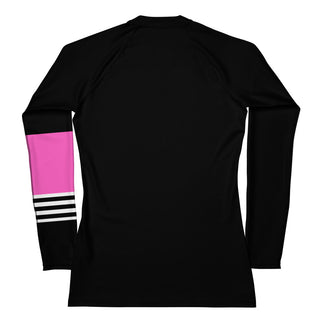 Womens UPF 50 Surf Swim Rash Guard - Black Pink Rash Guards & Swim Shirts Berry Jane™