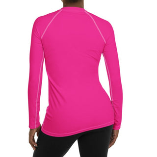 womens  hot pink rash  guard, upf 50+  sun  protection, XS-3XL, Plus Size, Hot pink