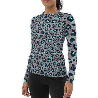 Women's UPF 50 Long Sleeve Leopard Print Sun Protection Top - Grey base layer tops Berry Jane™