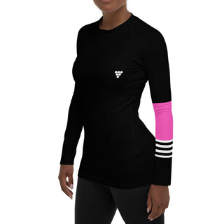 Womens UPF 50 Surf Swim Rash Guard - Black Pink Rash Guards & Swim Shirts Berry Jane™