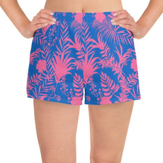 Women’s 2.5" Quick-Dry Board Shorts, Paddle Surf - Pink Electric Blue Tropical Shorts Berry Jane™