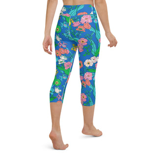Women's UPF 50 Swim Capri Leggings, Electric Blue Paradise Swim leggings Berry Jane™