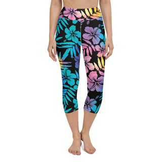 Surf, Paddleboard Swim Capri Leggings UPF 50 - Floral Hibiscus Hawaii Swim leggings Berry Jane™