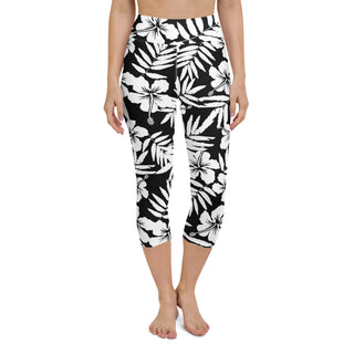 Berry Jane Women's Hawaiian Swim Capris | UV Protective Swimwear For Women | Black White Swim leggings Berry Jane™