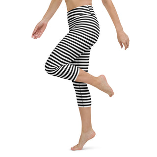 UPF Women's Black and White Stripe SURF SUP Paddle Capri Swim Leggings Swim leggings Berry Jane™