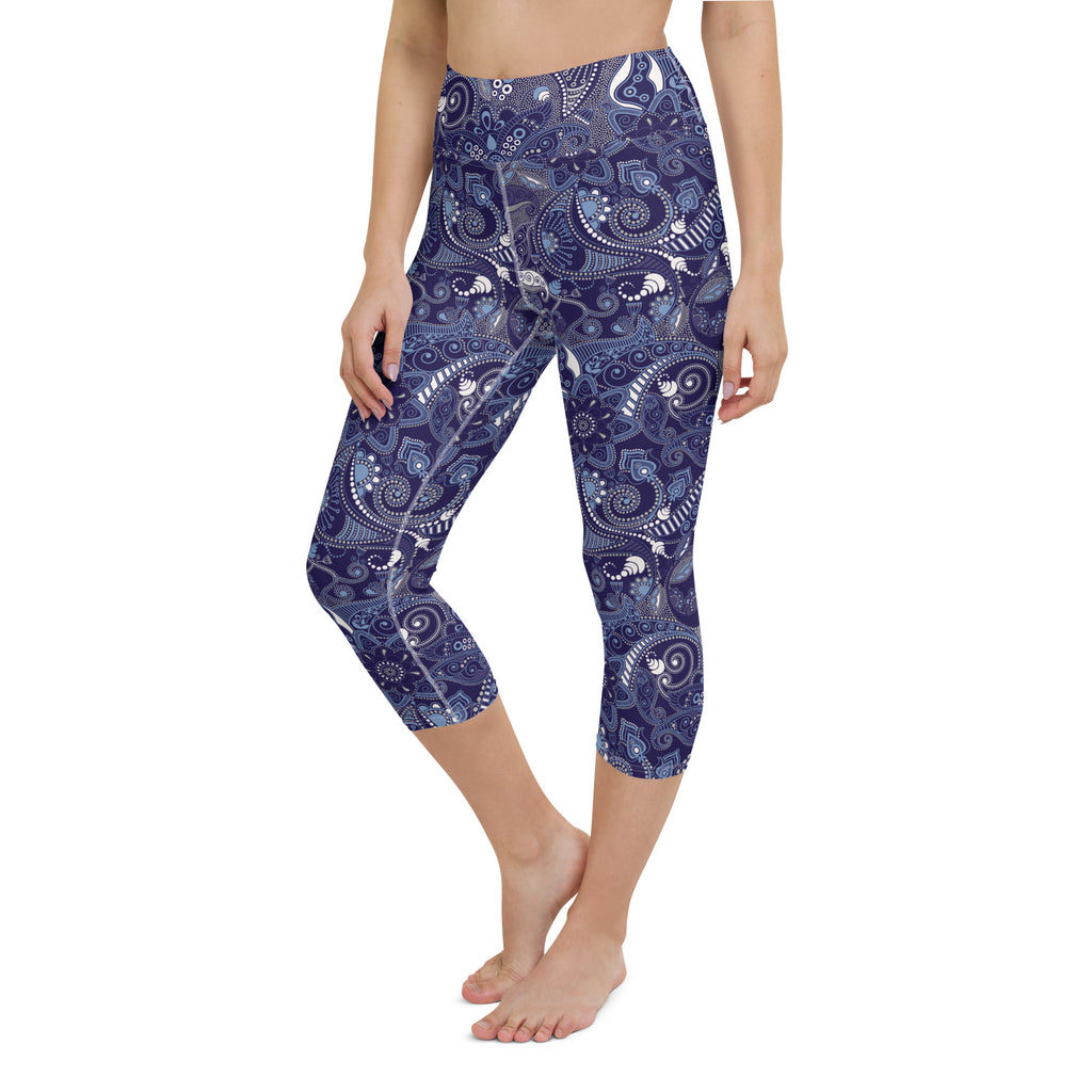 Women's UPF 50 Leggings - SUP, Surf Paddle Board Swim Leggings -Blue P ...