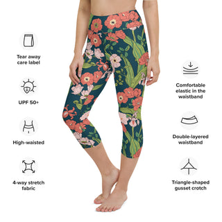 Women's UPF 50+ Swim Capri Leggings, Seychelles Floral Swim leggings Berry Jane™