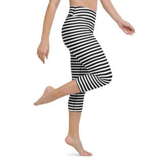 UPF Women's Black and White Stripe SURF SUP Paddle Capri Swim Leggings Swim leggings Berry Jane™