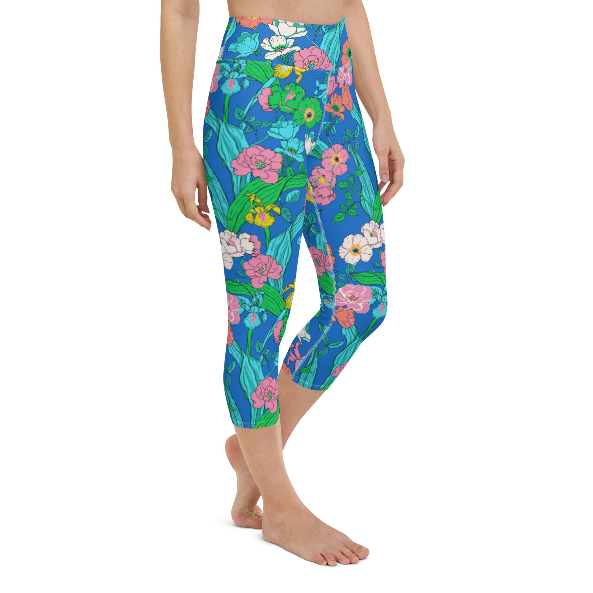 Women's UPF 50 Swim Capri Leggings, Electric Blue Paradise – Berry Jane™