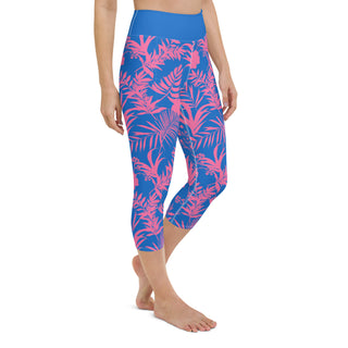 Women's Swim Capri Leggings with UPF 50+ UV Protection, Electric Blue Pink Swim leggings Berry Jane™