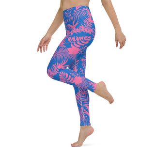 Women's UPF 50+ Swim Paddleboard Leggings, Electric Blue Pink Tropical Swim leggings Berry Jane™