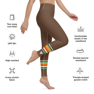 Women's 70s Vintage Stripe UPF 50 Swim Leggings - Brown Swim leggings Berry Jane™