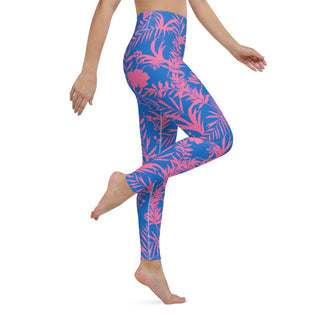 Women's UPF 50+ Swim Paddleboard Leggings, Electric Blue Pink Tropical Swim leggings Berry Jane™