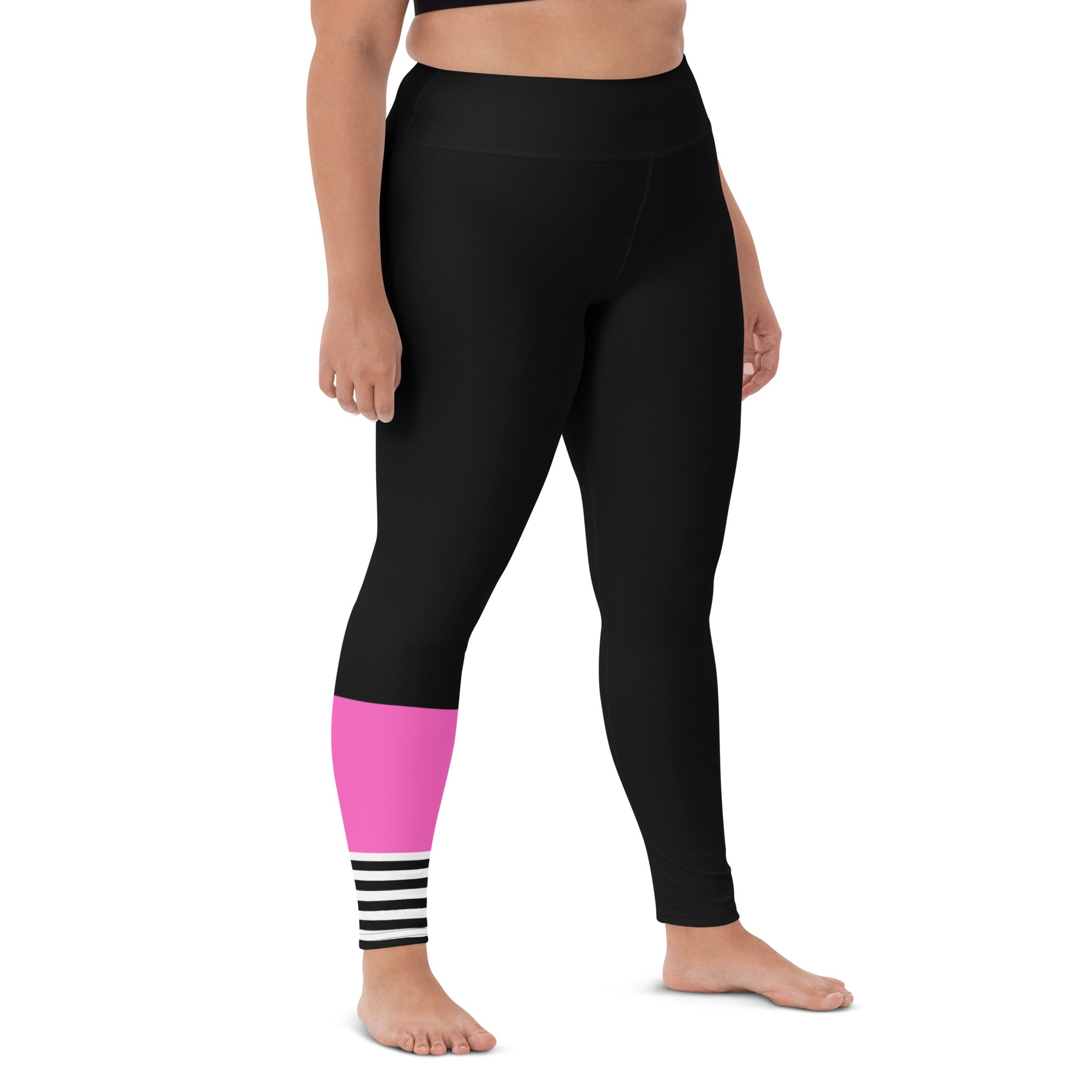 Women's Surf SUP Swim Leggings, UPF 50 - Sporty Black Pink