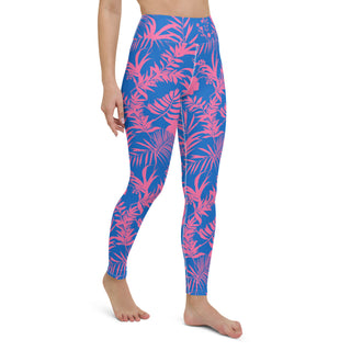 Women's UPF 50+ Swim Paddleboard Leggings, Electric Blue Pink Tropical Swim leggings Berry Jane™