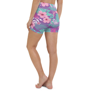 5" Swim Shorts UV Mid-thigh Length Swim Shorts, UPF 50+ Hawaiian Floral Purple Turquoise swim shorts Berry Jane™