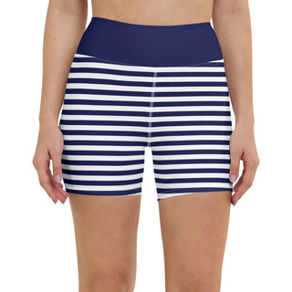High Waist 5" Mid-Thigh Swim Shorts UPF 30 | Navy/White Stripe | Berry Jane swim shorts Berry Jane™
