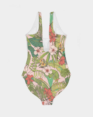 Women's One-Piece Swimsuit, Vintage Tropical Floral Swimsuit 1 Pc. Berry Jane™