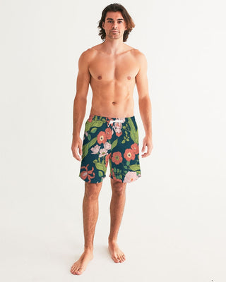 UPF 50+ Men's Swim Trunks, Seychelles Floral Swim Trunks Berry Jane™