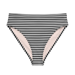 Women's Black & White Stripe High Waist Cheeky Fit Recycled Bikini Bottoms Swim Bottoms Berry Jane™