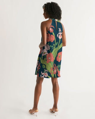 Women's Knee Length Chiffon Halter Dress, Seychelles Floral Dresses Berry Jane™