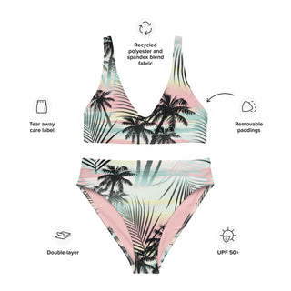 Recycled 2-Pc High-Waisted Bikini Set w/Bralette Top - Island Escape Swimwear Berry Jane™