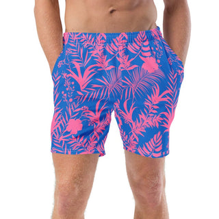 Men's Swim Trunks UPF 50+ Electric Blue Pink Tropical Swim Trunks Berry Jane™