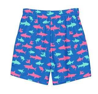 His Hers Matching Couples Swimsuit Set, Bikini + Swim Trunks - Electric Blue Sharks Couples Matching Swimsuit Set Berry Jane™