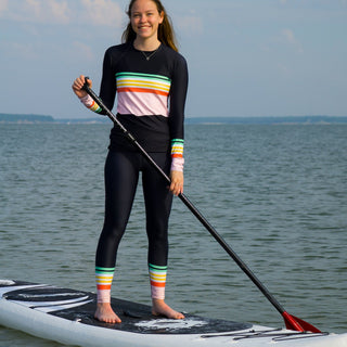 Surf, Swim Paddle Board Leggings UPF 50 Vintage Hawaii Stripe Swim leggings Berry Jane™