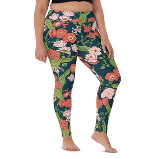 Women's Plus Size Swim Leggings UPF 50 2XL-6XL - Seychelles Floral Swim leggings Berry Jane™