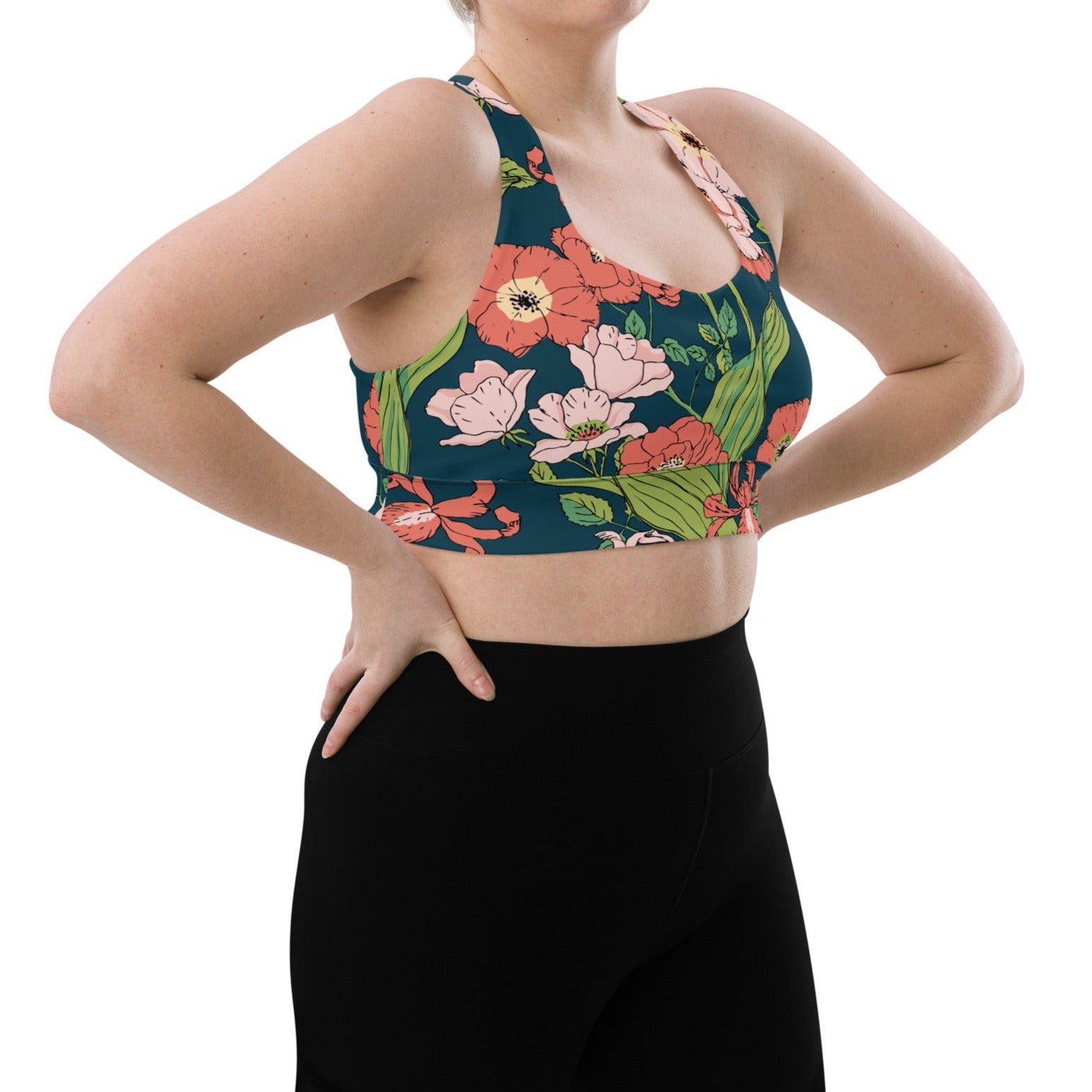 Swim Sports Bra Top UPF 50+ Sizes XS-3XL - Seychelles Floral – Berry Jane™