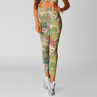 womens tropical floral swim leggings, upf 50+ sun protection, hawaiian leggings