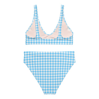 Women's Preppy Baby Blue Gingham 2-Pc High-Waist Bikini Set Swimwear Berry Jane™