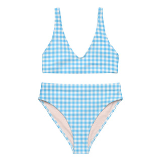 Women's Preppy Baby Blue Gingham 2-Pc High-Waist Bikini Set Swimwear Berry Jane™