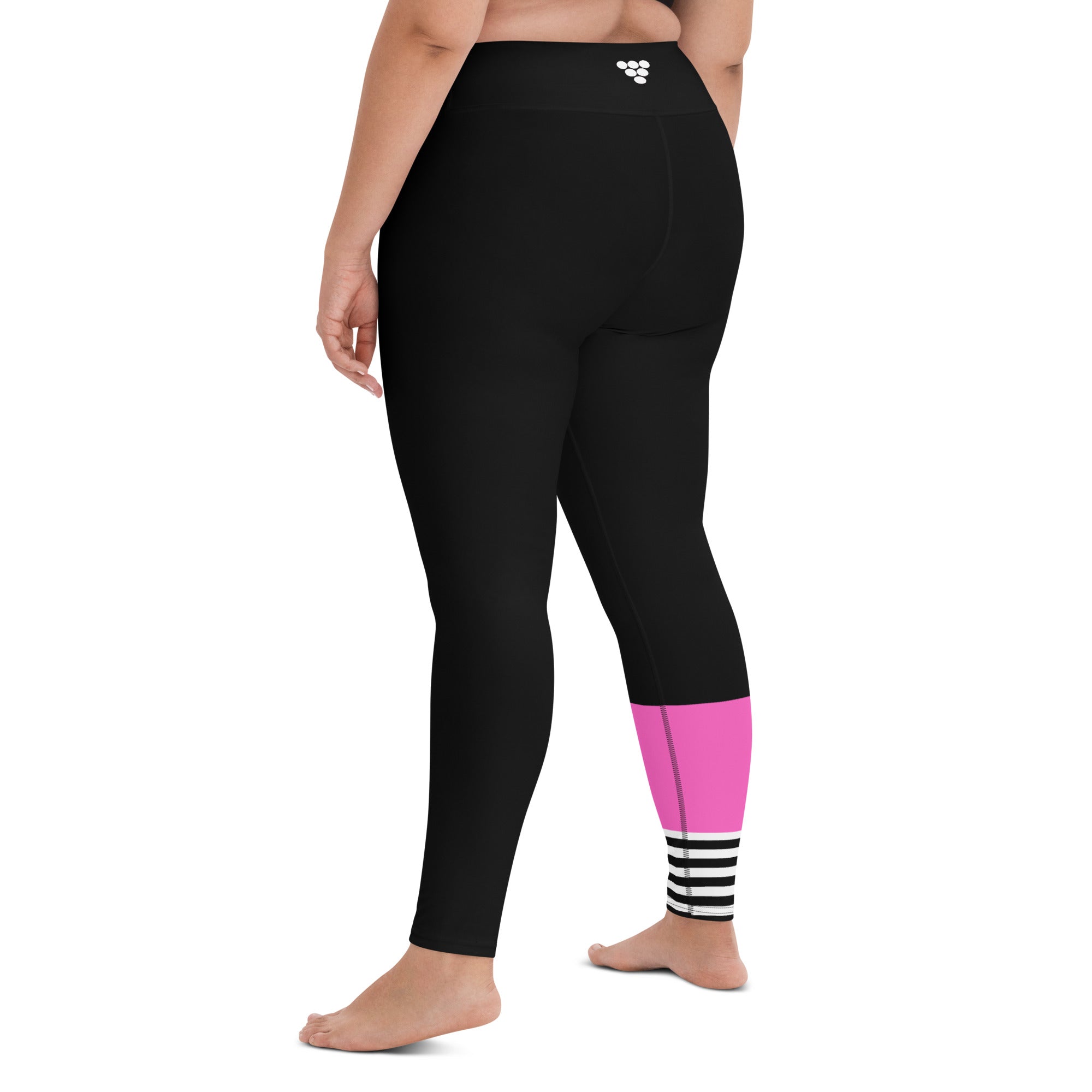 Women's Plus Size Swim, Surf, Paddleboard Leggings UPF 50 - Sporty Black &  Pink
