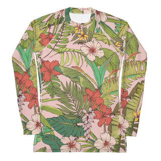 Women's Long Sleeve Rash Guard UPF 50 Sun Shirt, Surf Paddleboard - Vintage Tropical Floral Rash Guards & Swim Shirts Berry Jane™